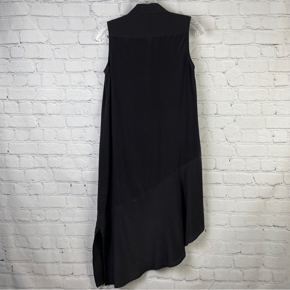 EQUIPMENT Femme Tira silk black asymmetrical hem sleeveless shirt dress, size XS - Picture 3 of 16